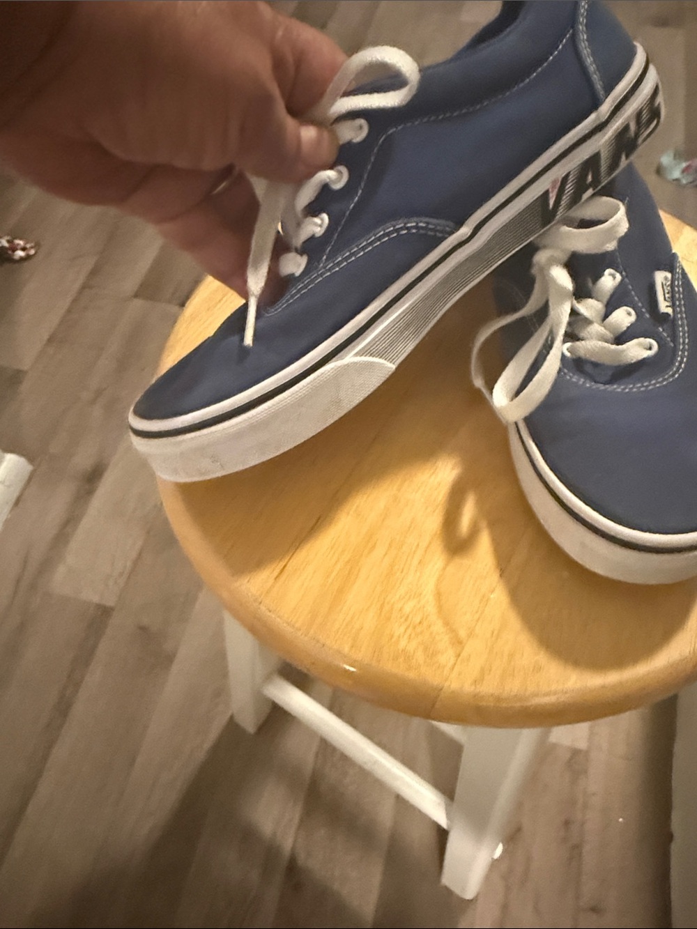 Vans Kids Low-Top Canvas Sneakers in Blue with White Accents